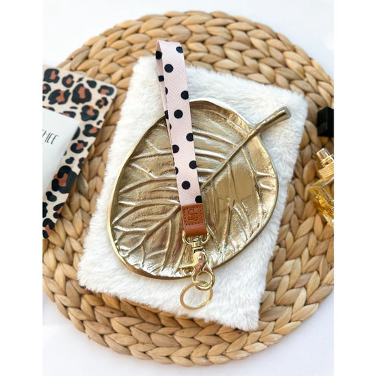 Keycord beige met zwarte dots